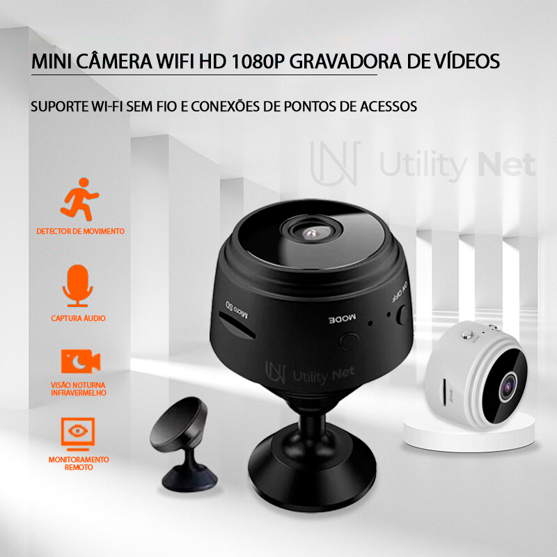 Minicâmera WiFi HD 1080p Gravador de Vídeo Sem Fio